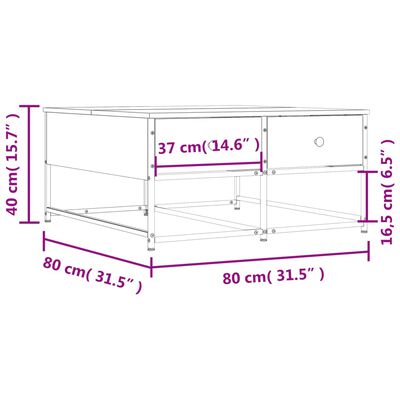 vidaXL Klubska mizica sonoma hrast 80x80x40 cm konstruiran les