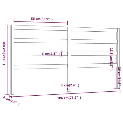 vidaXL Posteljno vzglavje medeno rjavo 186x4x100 cm trdna borovina