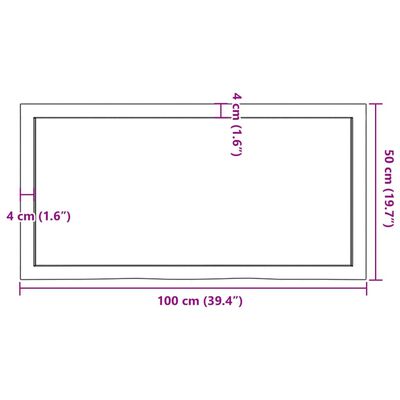 vidaXL Kopalniški pult 100x50x(2-4) cm neobdelan trden les