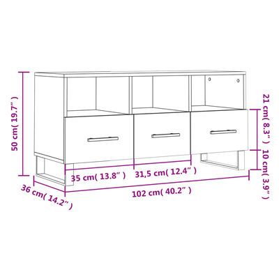 vidaXL TV omarica visok sijaj bela 102x36x50 cm inženirski les