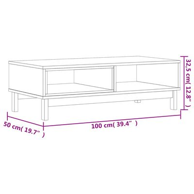 vidaXL Klubska mizica FLAM 100x50x32,5 cm trdna borovina