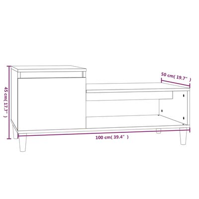 vidaXL Klubska mizica sonoma hrast 100x50x45 cm inženirski les