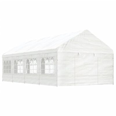 vidaXL Paviljon s streho bel 8,92x4,08x3,22 m polietilen