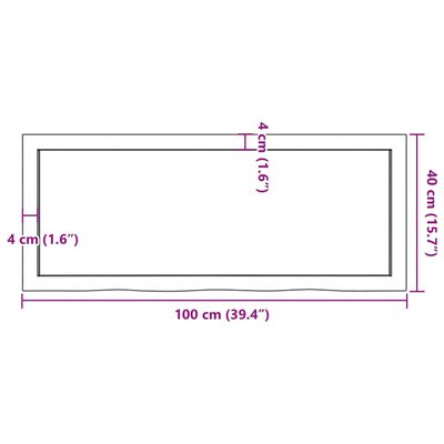 vidaXL Stenska polica 100x40x(2-4) cm neobdelana trdna hrastovina