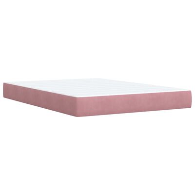 vidaXL Box spring postelja z vzmetnico roza 140x200 cm žamet