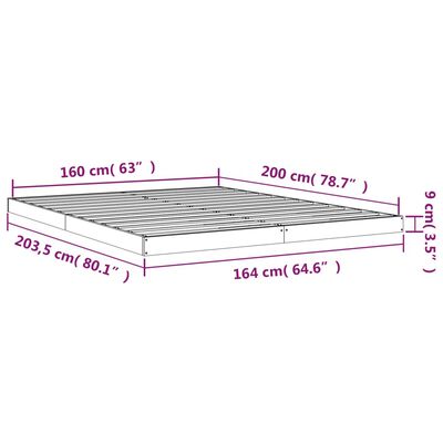 vidaXL Posteljni okvir 160x200 cm trdna borovina