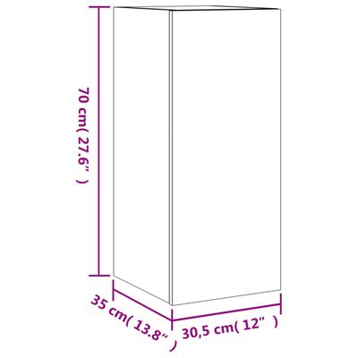 vidaXL Stenska TV omarica z LED lučkami črna 30,5x35x70 cm