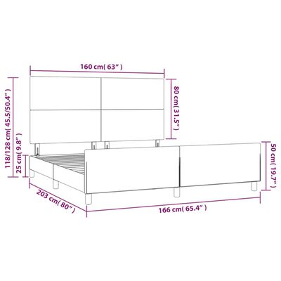 vidaXL Posteljni okvir brez vzmetnice temno moder 160x200 cm žamet