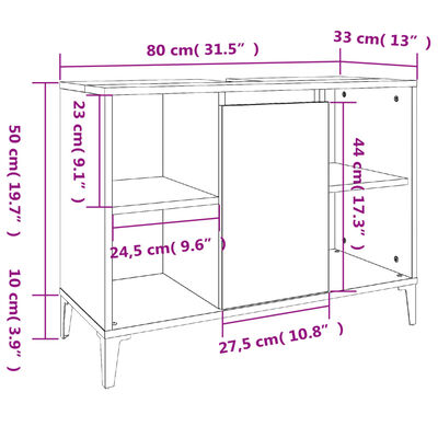 vidaXL Omarica za umivalnik visok sijaj bela 80x33x60cm inženirski les