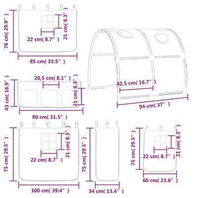 vidaXL Otroški pograd s tunelom moder 90x200 cm trdna borovina