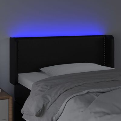 vidaXL LED posteljno vzglavje črno 103x16x78/88 cm umetno usnje