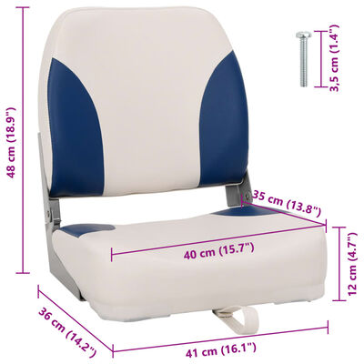 vidaXL Zložljiv sedež za čoln z modro-belo blazino 4 kosi