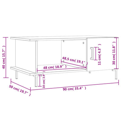 vidaXL Klubska mizica betonsko siva 90x50x40 cm konstruiran les