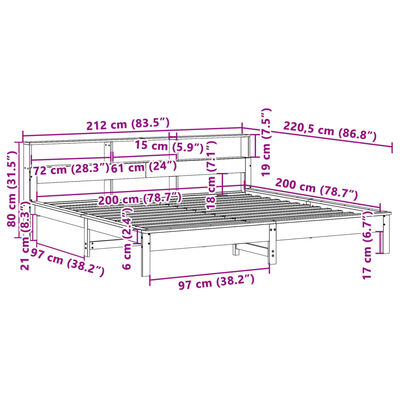 vidaXL Posteljni okvir brez vzmetnice bel 200x200 cm trdna borovina