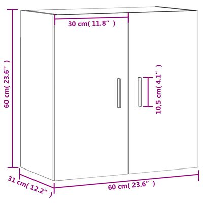 vidaXL Stenska omarica betonsko siva 60x31x60 cm inženirski les