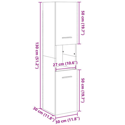 vidaXL Kopalniška omarica sonoma hrast 30x30x130 cm iverna plošča