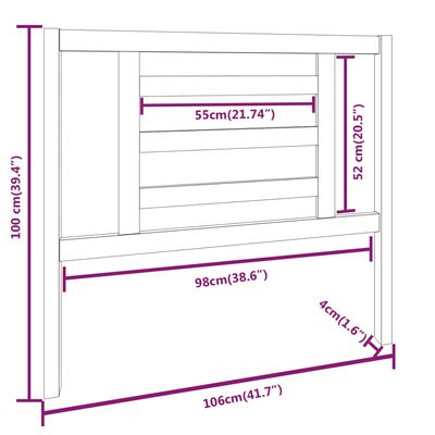 vidaXL Posteljno vzglavje 106x4x100 cm trdna borovina