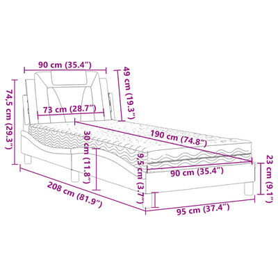 vidaXL Postelja z vzmetnico rjava 90x190 cm umetno usnje