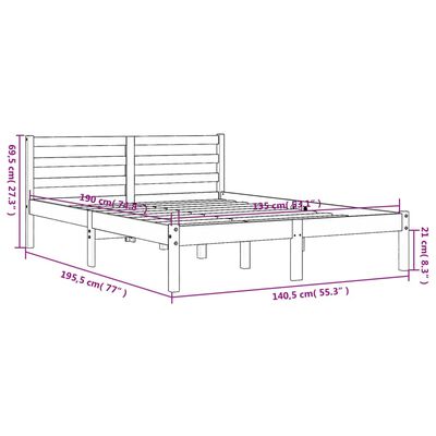 vidaXL Posteljni okvir brez vzmetnice voščeno rjav 135x190 cm borovina