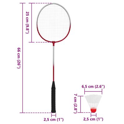 vidaXL Badminton set z 4 loparji in mrežo 620x151 cm