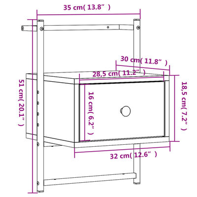 vidaXL Stenska nočna omarica 2 kosa črna 35x30x51 cm inženirski les