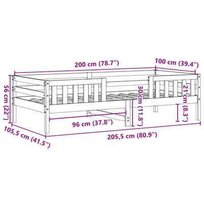 vidaXL Posteljni okvir brez vzmetnice voščeno rjav 100x200 cm borovina