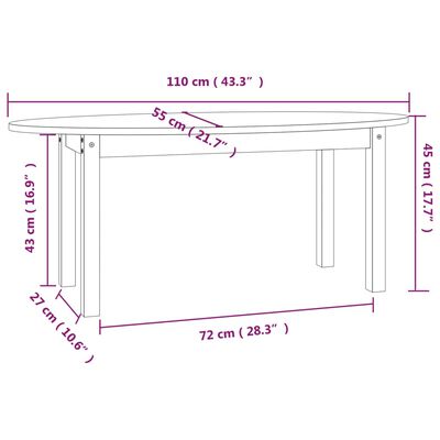 vidaXL Klubska mizica 110x55x45 trdna borovina