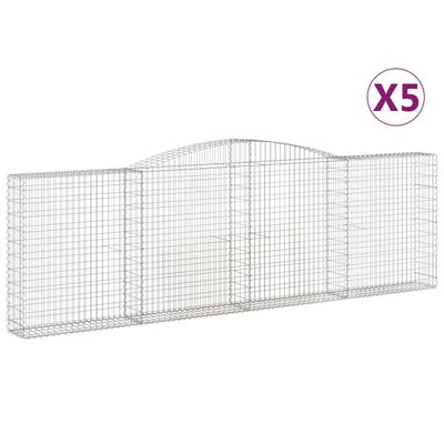 vidaXL Obokane gabion košare 5 kosov 400x30x120/140cm pocinkano železo