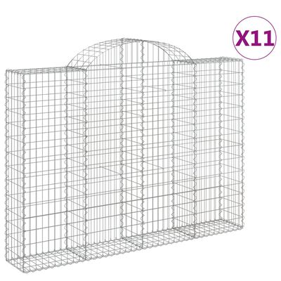 vidaXL Obokane gabion košare 11kosov 200x30x140/160cm pocinkano železo