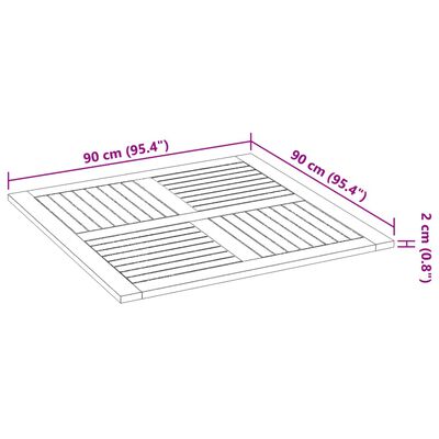 vidaXL Mizna plošča 90x90x2,2 cm kvadratna trdna bukovina