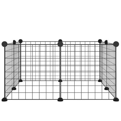 vidaXL Ograda za hišne ljubljenčke z 8 paneli črna 35x35 cm jeklo