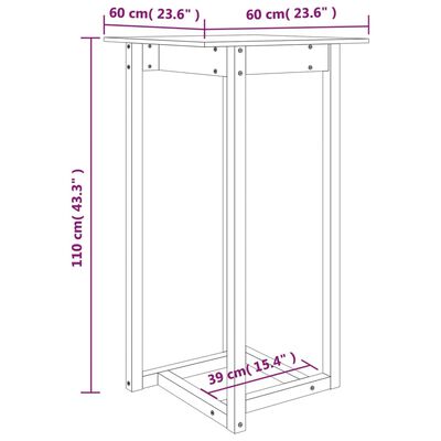 vidaXL Barska miza medeno rjava 60x60x110 cm trdna borovina