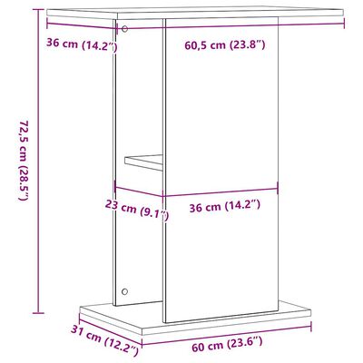 vidaXL Stojalo za akvarij artisan hrast 36x60,5x72,5 cm inž. les