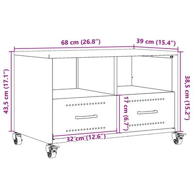 vidaXL TV omarica olivno zelena 68x39x43,5 cm hladno valjano jeklo