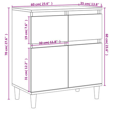 vidaXL Komoda siva sonoma 60x35x70 cm inženirski les