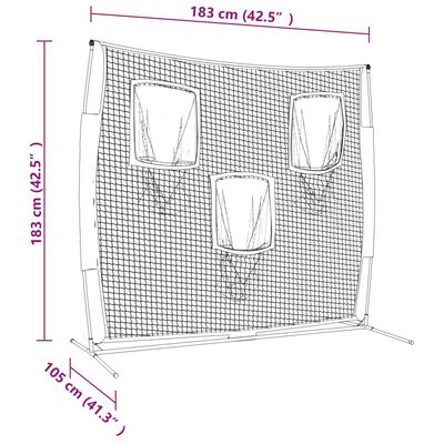 vidaXL Prenosna baseball mreža črna in rdeča 183x105x183cm poliester