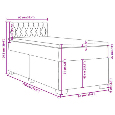 vidaXL Box spring postelja z vzmetnico modra 90x190 cm žamet