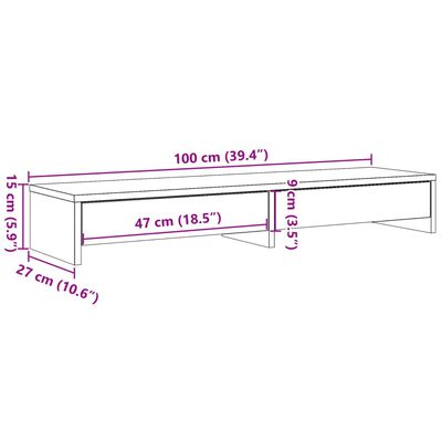 vidaXL Stojalo za zaslon s predali bela 100x27x15 cm inženirski les