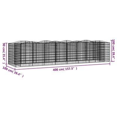 vidaXL Obokana gabionska visoka greda 400x100x100 cm pocinkano železo