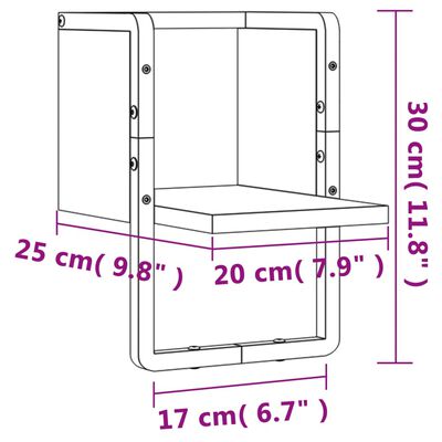 vidaXL Stenska polica s prečko rjavi hrast 20x25x30 cm