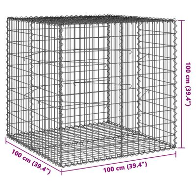 vidaXL Gabionska košara s pokrovom 100x100x100 cm pocinkano železo