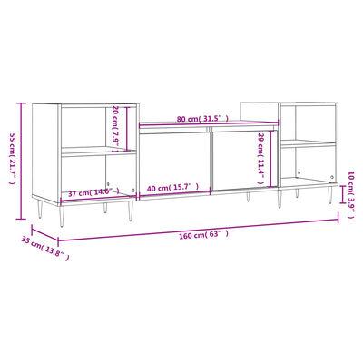 vidaXL TV omarica siva sonoma 160x35x55 cm inženirski les