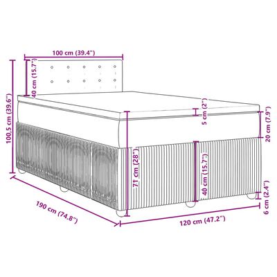 vidaXL Box spring postelja z vzmetnico modra 120x190 cm žamet