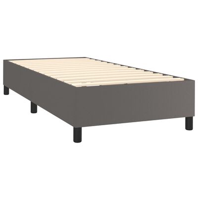 vidaXL Box spring postelja z vzmetnico siv 90x190 cm umetno usnje