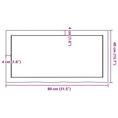 vidaXL Stenska polica 80x40x(2-4) cm neobdelana trdna hrastovina