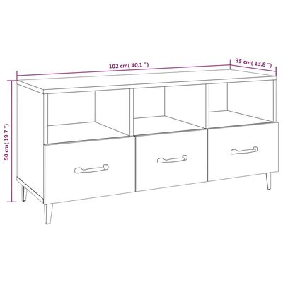 vidaXL TV omarica visok sijaj bela 102x35x50 cm inženirski les