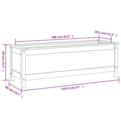 vidaXL Vrtna visoka greda siva 119,5x40x39 cm trdna borovina