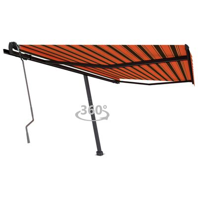 vidaXL Prostostoječa ročno zložljiva tenda 450x350 cm oranžna/rjava