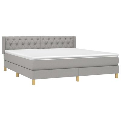 vidaXL Box spring postelja z vzmetnico svetlo siva 160x200 cm žamet