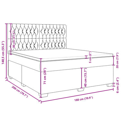 vidaXL Box spring postelja z vzmetnico svetlo siva 180x200 cm žamet